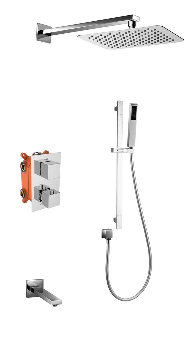 Royal Aurora 3 Way Thermostatic Shower Chrome with 10" x 10 Rain Head