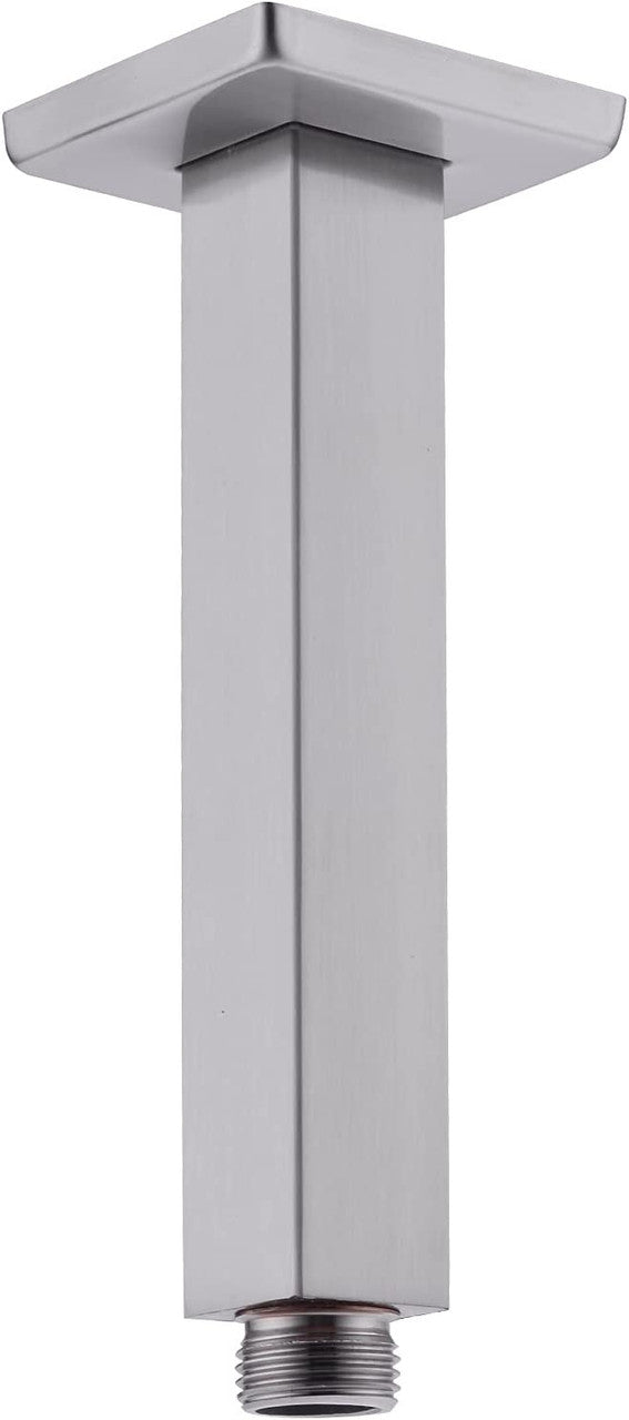 Square Ceiling Mounted Shower Arm for Rain Shower Heads, 4" Brushed Nickel