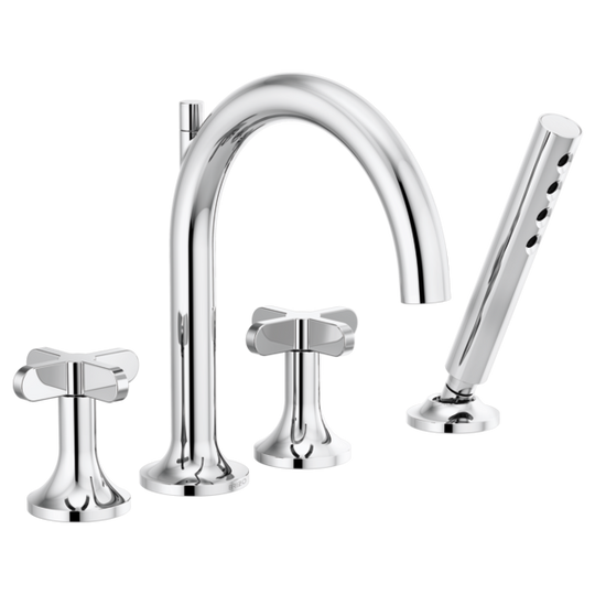 BRIZO ODIN® Roman Tub Faucet with Handshower - Less Handles - Polished Chrome
