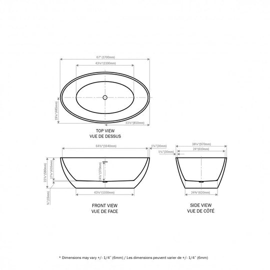 ROXANNE 67" Freestanding Bathtub
